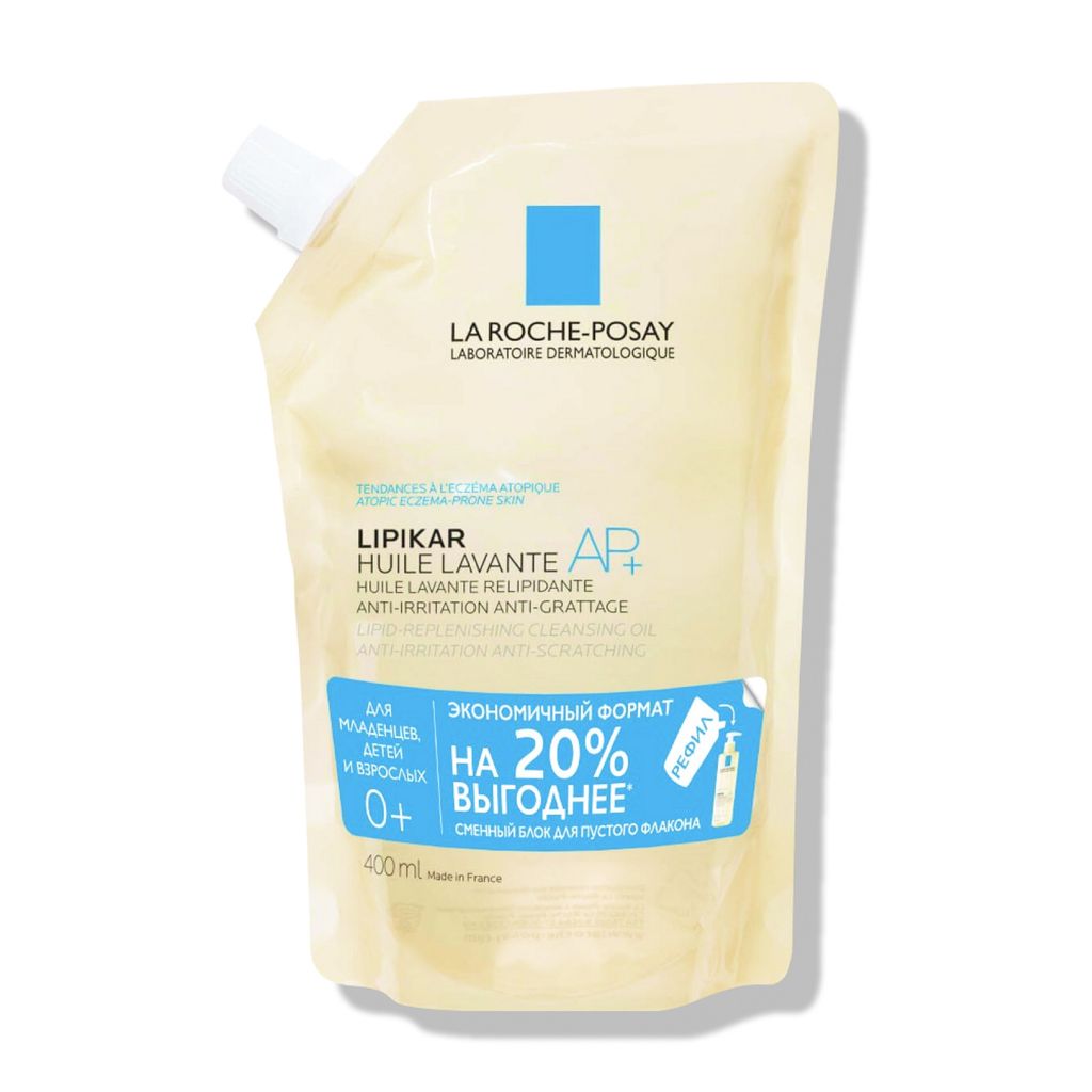 La Roche-Posay Lipikar AP+ масло для ванны и душа, масло для душа, сменный блок, 400 мл, 1 шт.