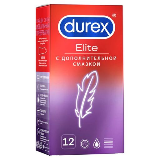 Презервативы Durex Elite, презервативы, гладкие, сверхтонкие, 12 шт.