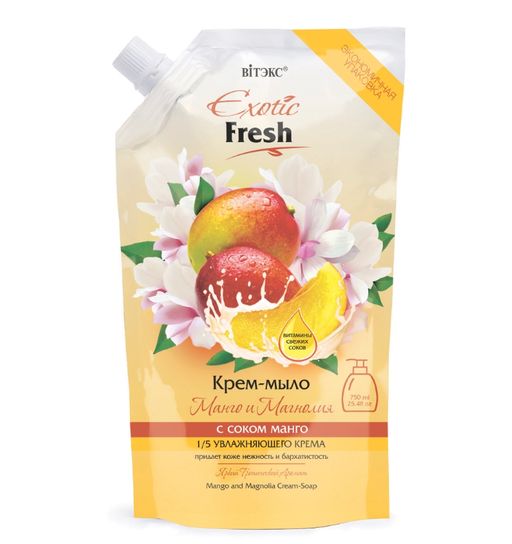 Витэкс Exotic Fresh Крем-мыло манго и магнолия, крем-мыло, 750 мл, 1 шт.