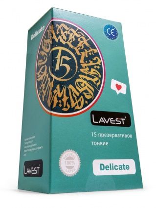 Lavest Delicate Презервативы ультратонкие, презервативы, 15 шт.