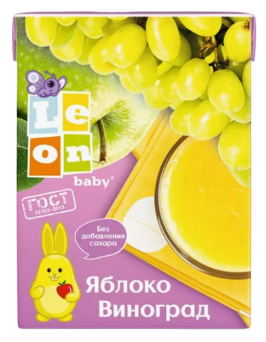 Leon baby Сок Яблоко Виноград, сок, 200 мл, 1 шт.