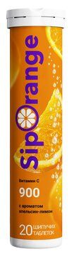 Siporange Витамин C 900, таблетки шипучие, с ароматом апельсин-лимон, 20 шт.