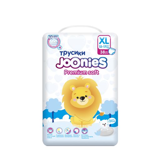 Joonies Premium soft Подгузники-трусики детские, XL, 12-17 кг, 38 шт.