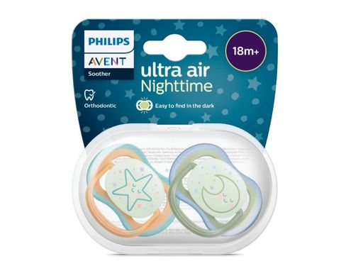 Соски-пустышки Philips Avent Ultra Air, SCF376/23, для детей с 18 месяцев, соска-пустышка, силиконовая с футляром, 2 шт.