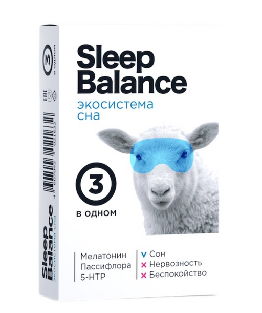 Sleep Balance Экосистема сна, таблетки, Мелатонин+5-HTP+Пассифлора, 30 шт.