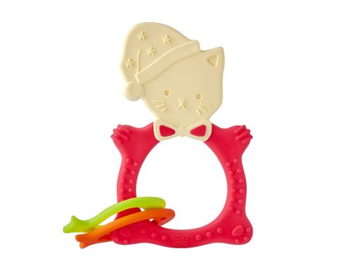 Roxy-kids Прорезыватель универсальный Meow teether, для детей с 3 месяцев, кораллового цвета, 1 шт.